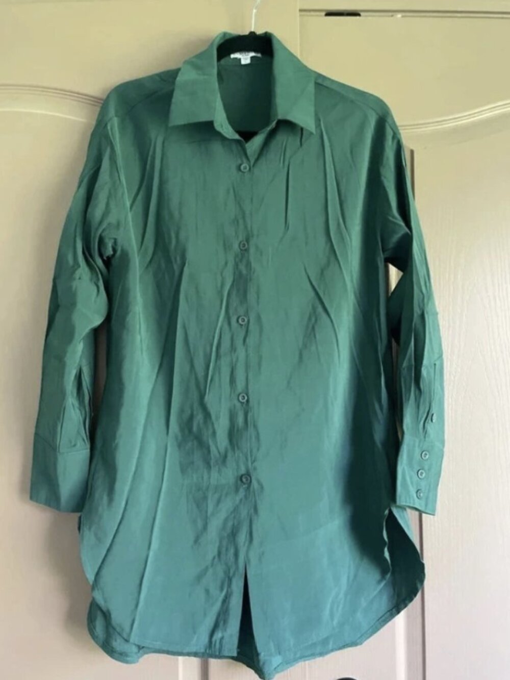 Long sleeves shirt tunic woman size L green NWOT
